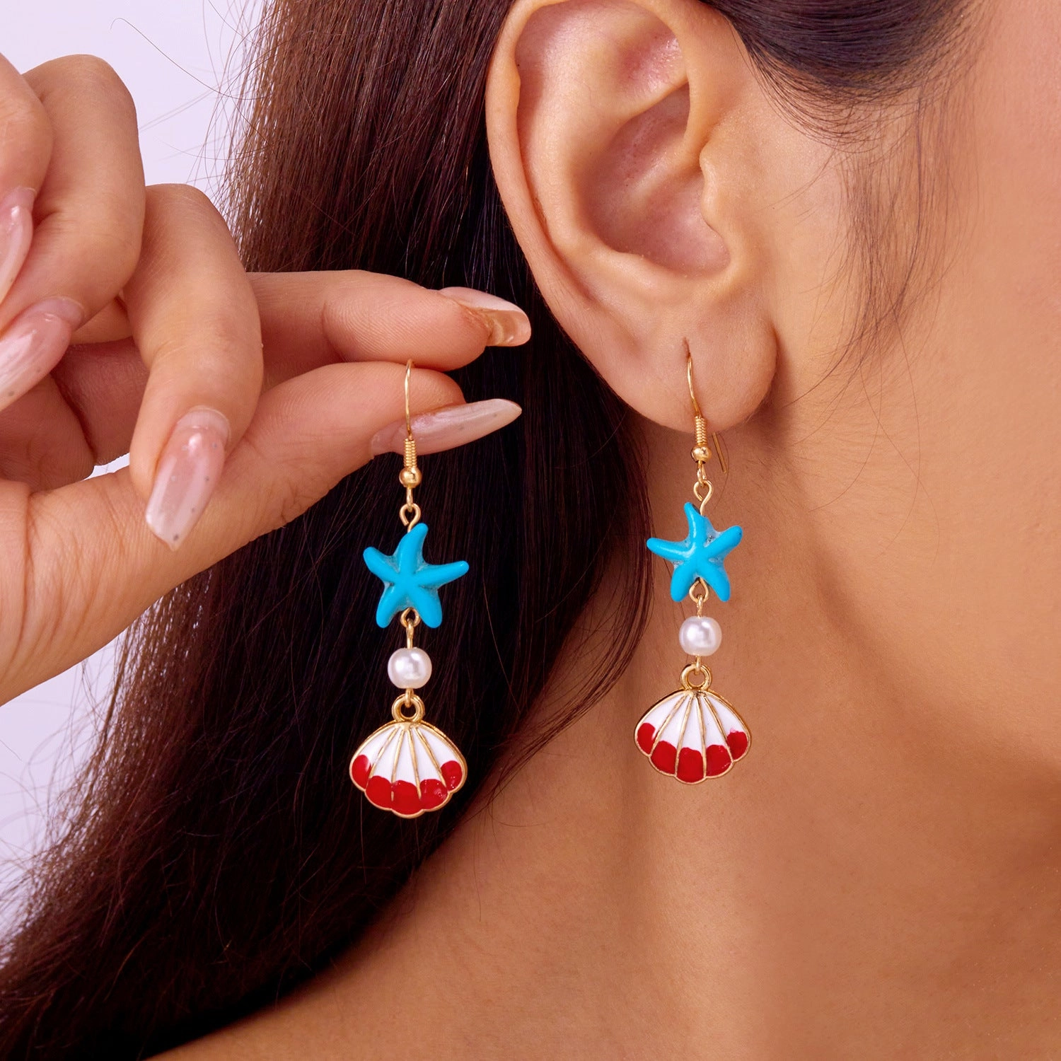 Wholesale Conch shell starfish earrings