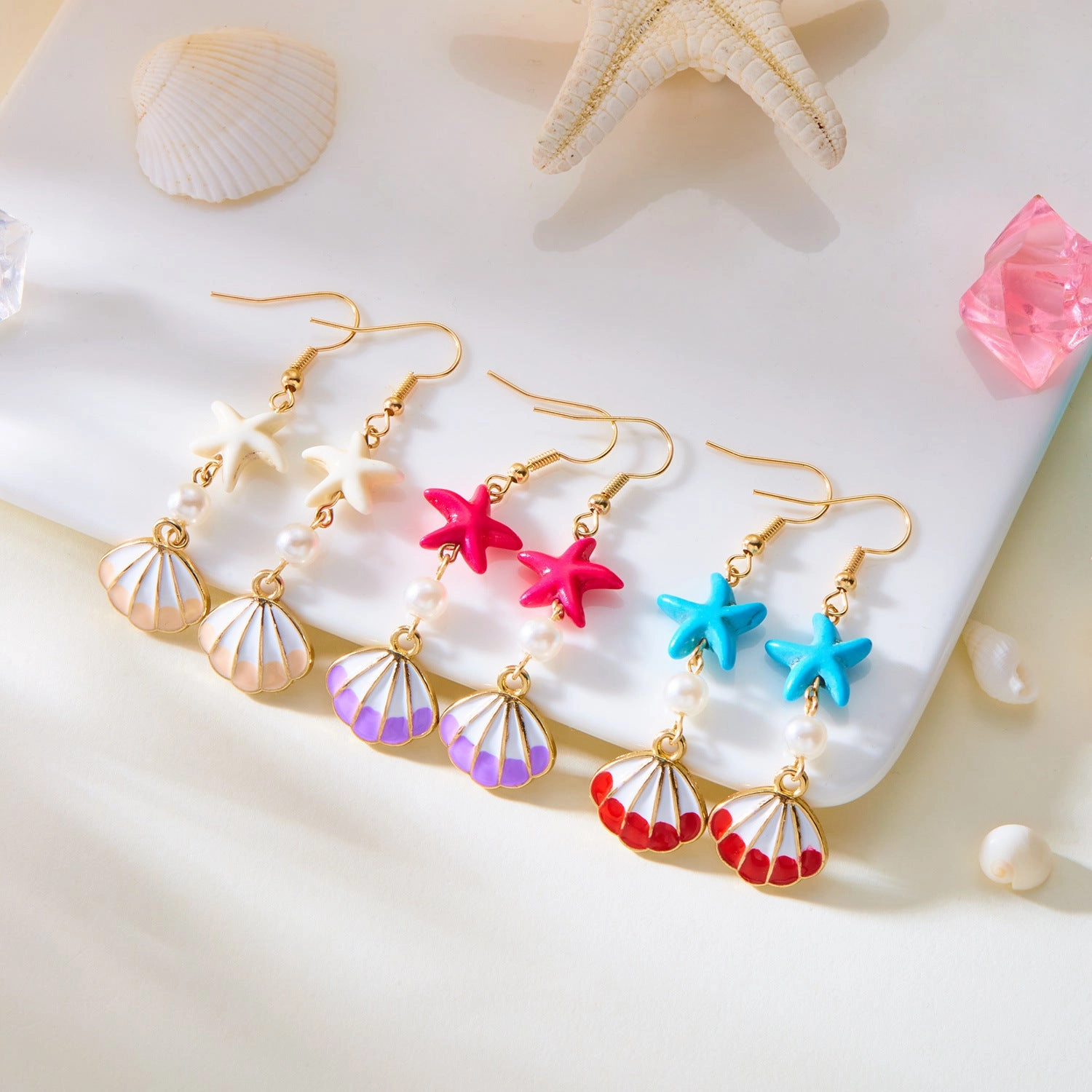 Wholesale Conch shell starfish earrings