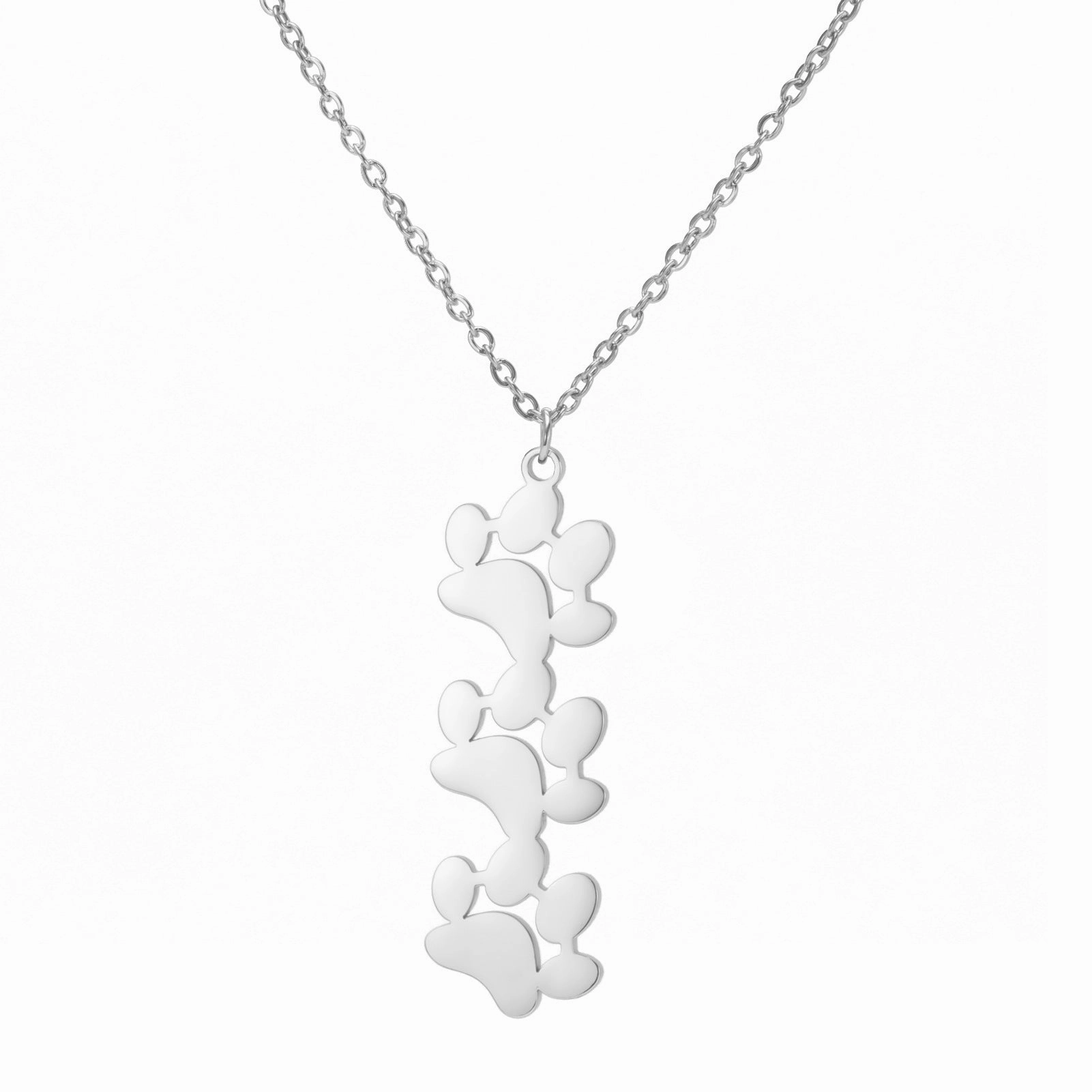 Wholesale Continuous Cat Paw Animal Footprint Pendant Stainless Steel Necklace