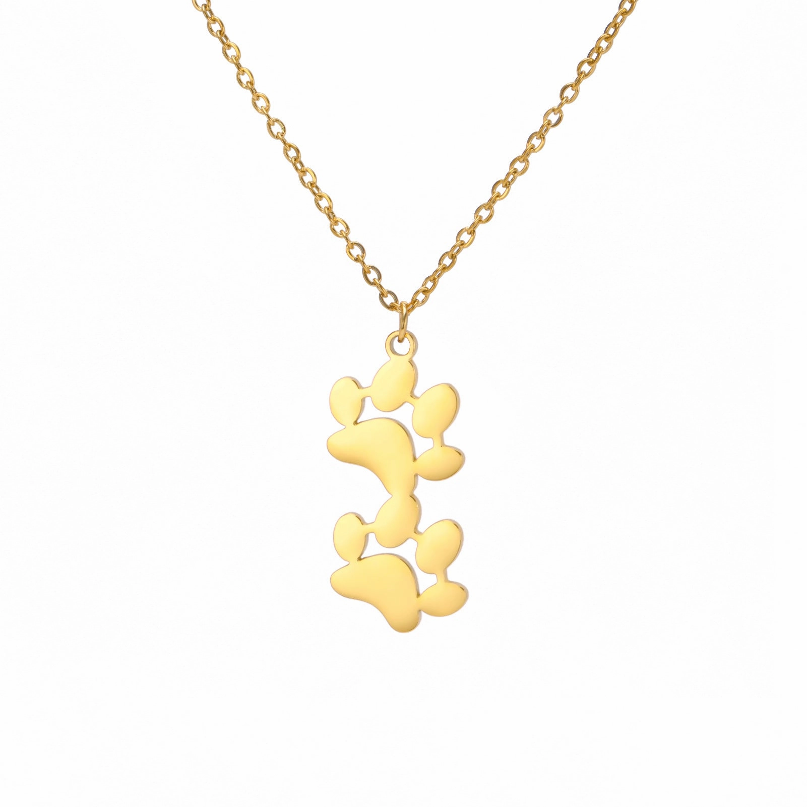 Wholesale Continuous Cat Paw Animal Footprint Pendant Stainless Steel Necklace