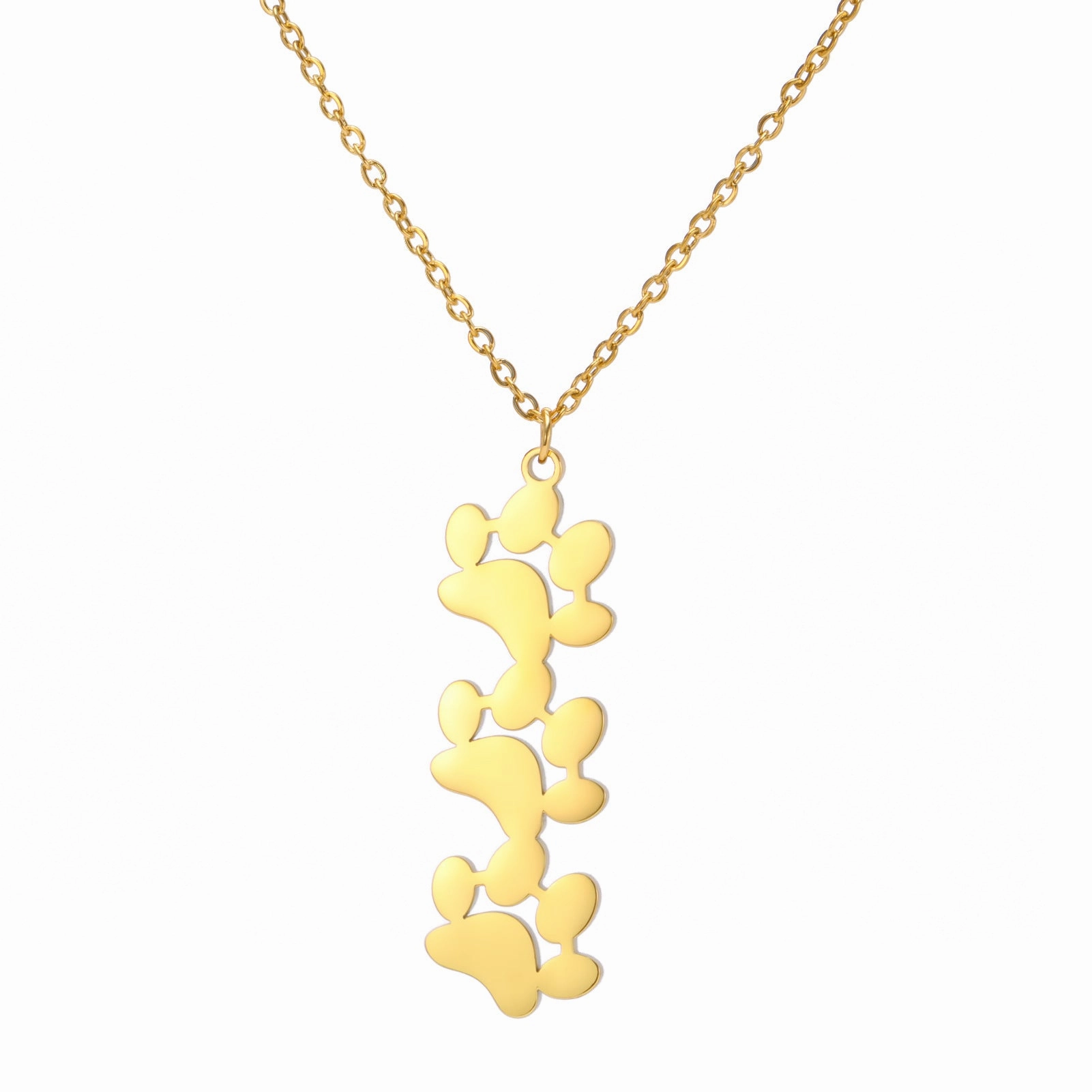 Wholesale Continuous Cat Paw Animal Footprint Pendant Stainless Steel Necklace