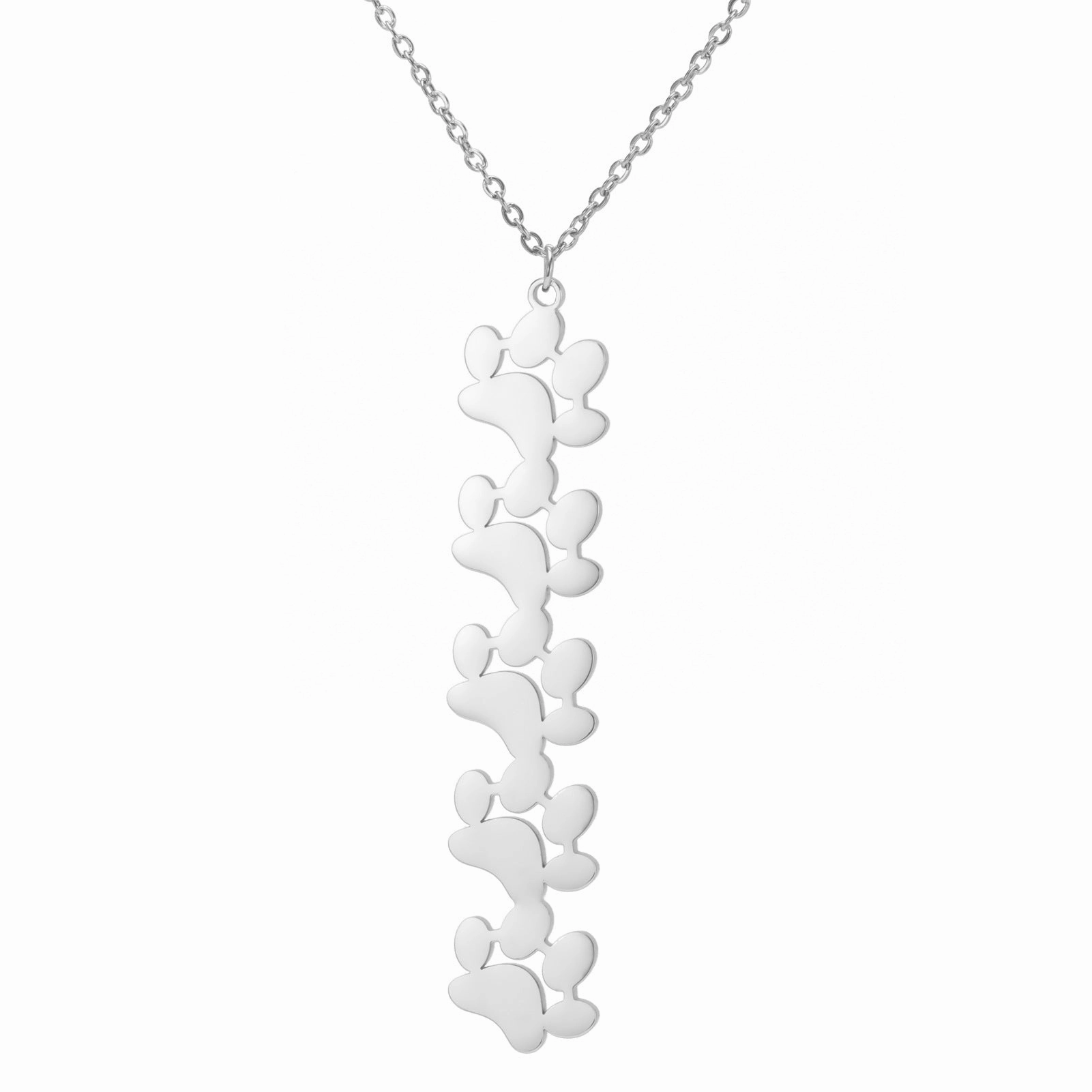 Wholesale Continuous Cat Paw Animal Footprint Pendant Stainless Steel Necklace