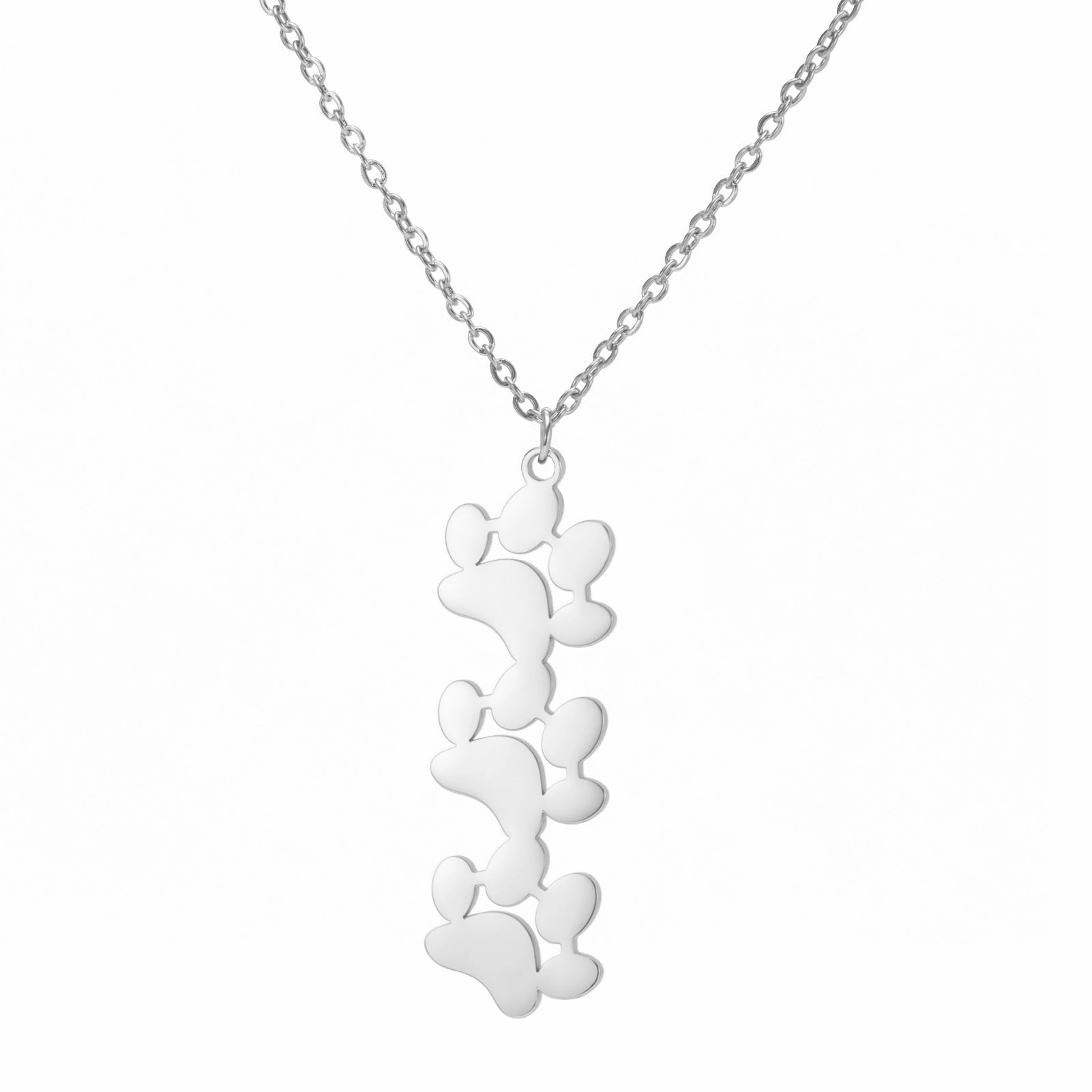 Wholesale Continuous Cat Paw Animal Footprint Pendant Stainless Steel Necklace