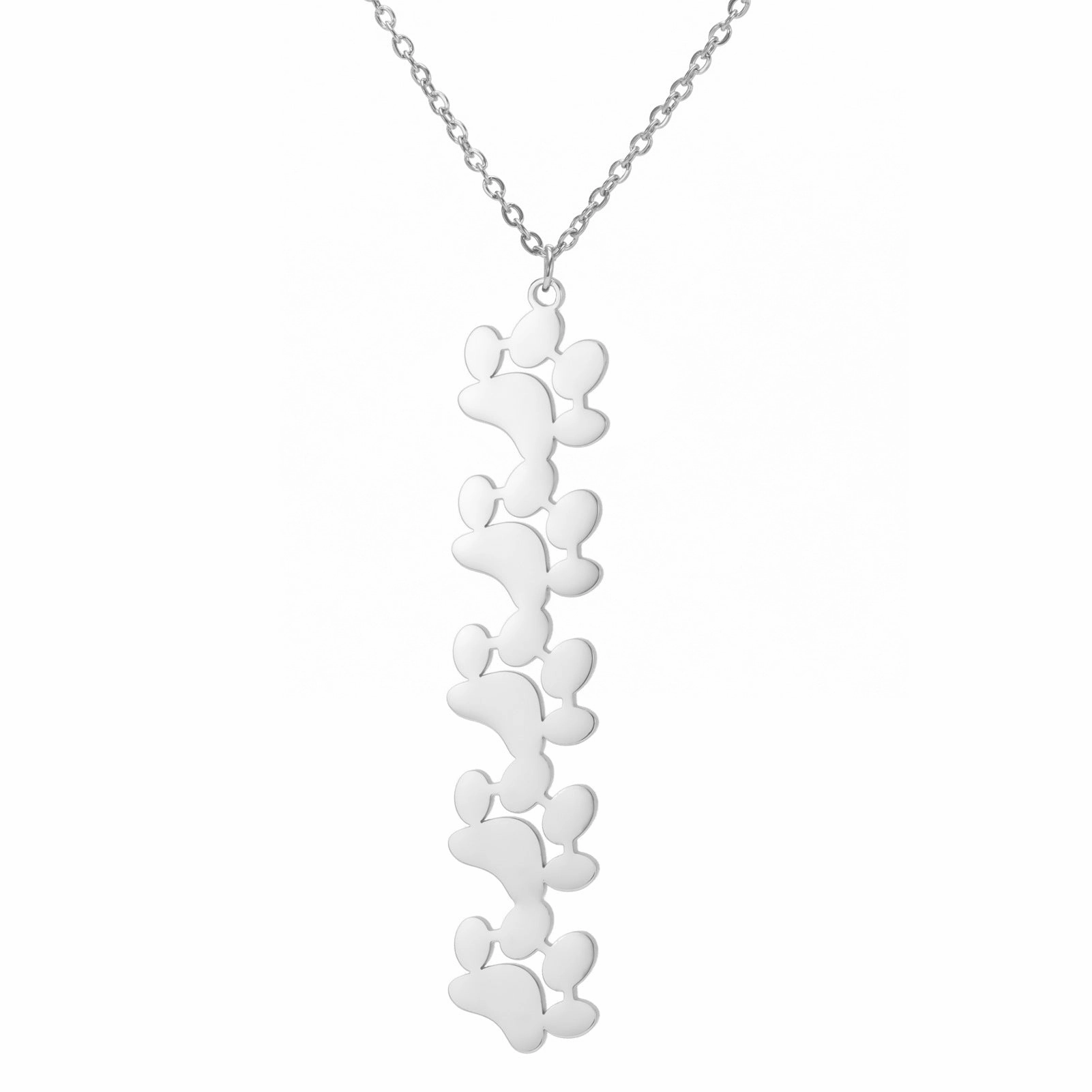 Wholesale Continuous Cat Paw Animal Footprint Pendant Stainless Steel Necklace