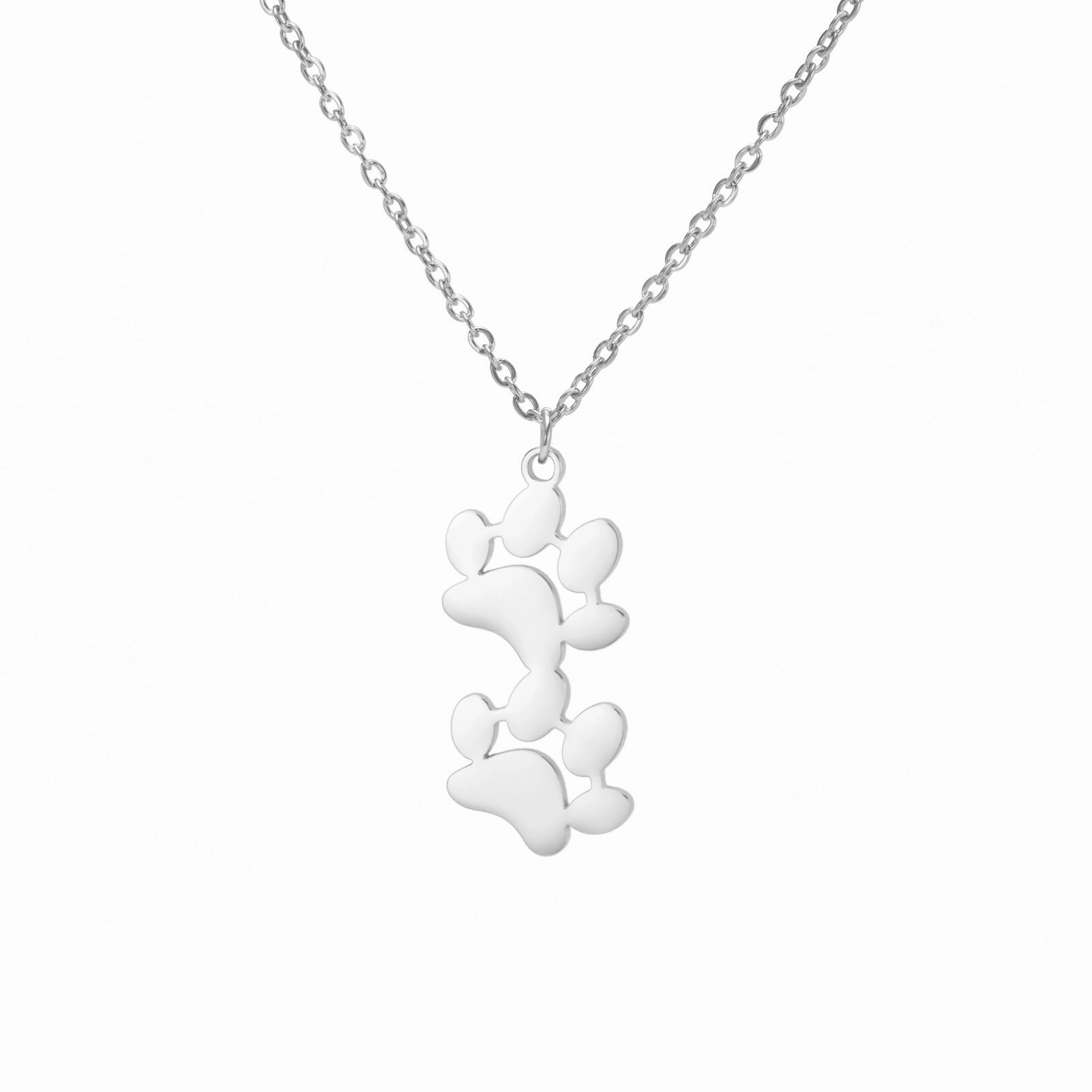 Wholesale Continuous Cat Paw Animal Footprint Pendant Stainless Steel Necklace