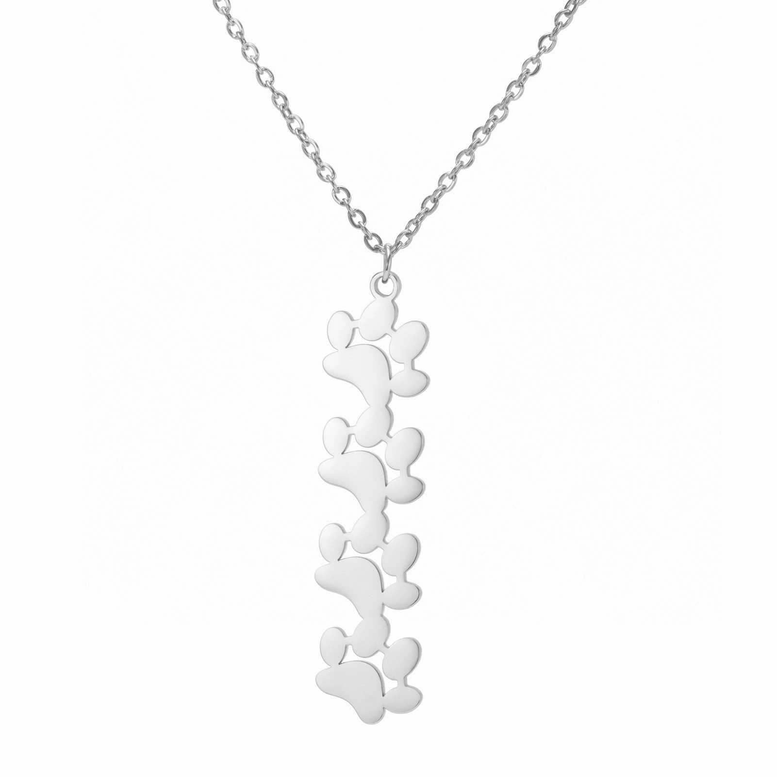 Wholesale Continuous Cat Paw Animal Footprint Pendant Stainless Steel Necklace