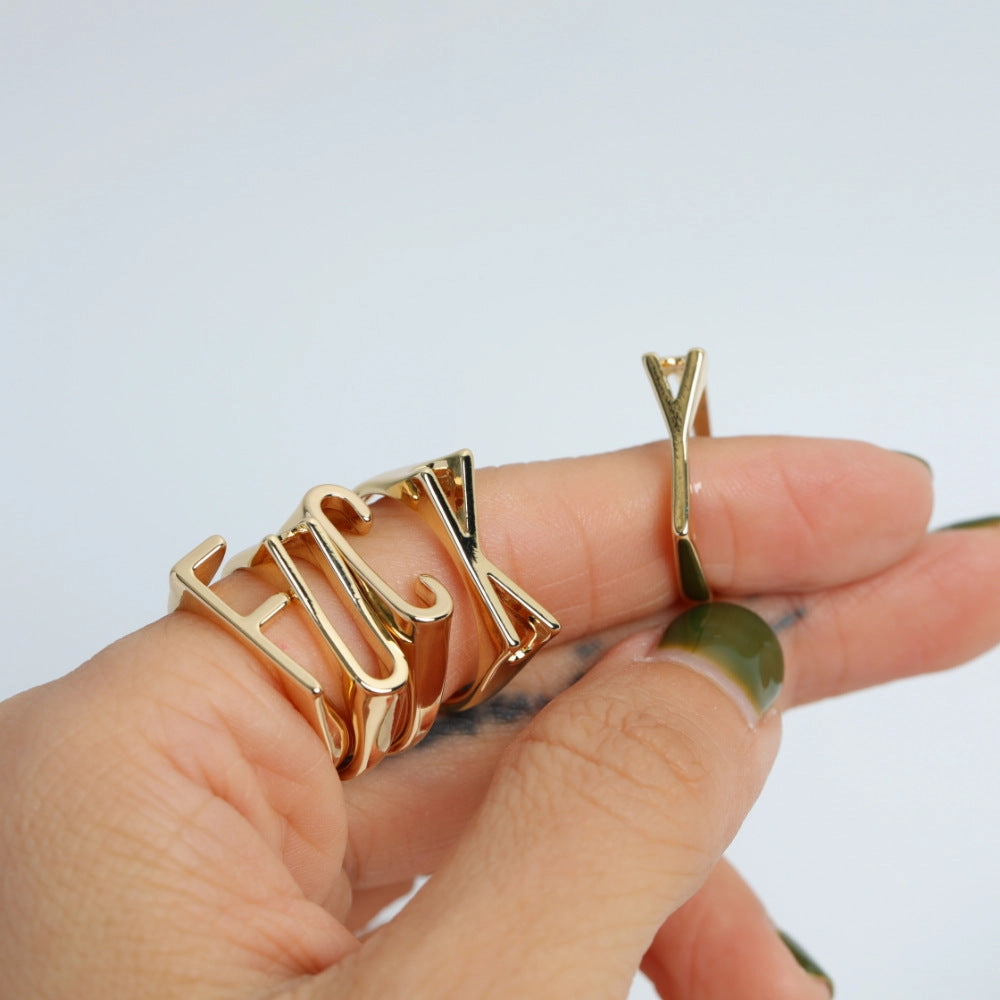 Wholesale Copper 26 Letter Open Ring