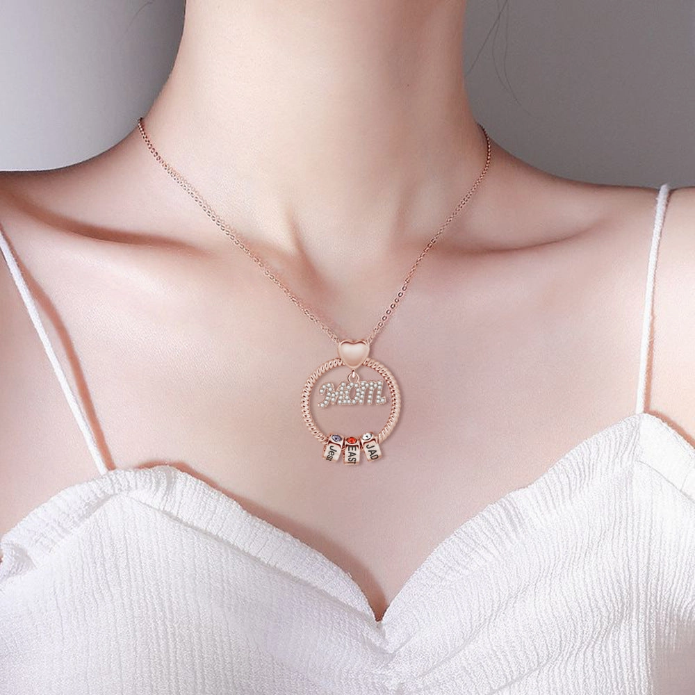 Wholesale Copper Colored Diamond Mother's Day Gift MOM Diamond Ring Beads Necklace