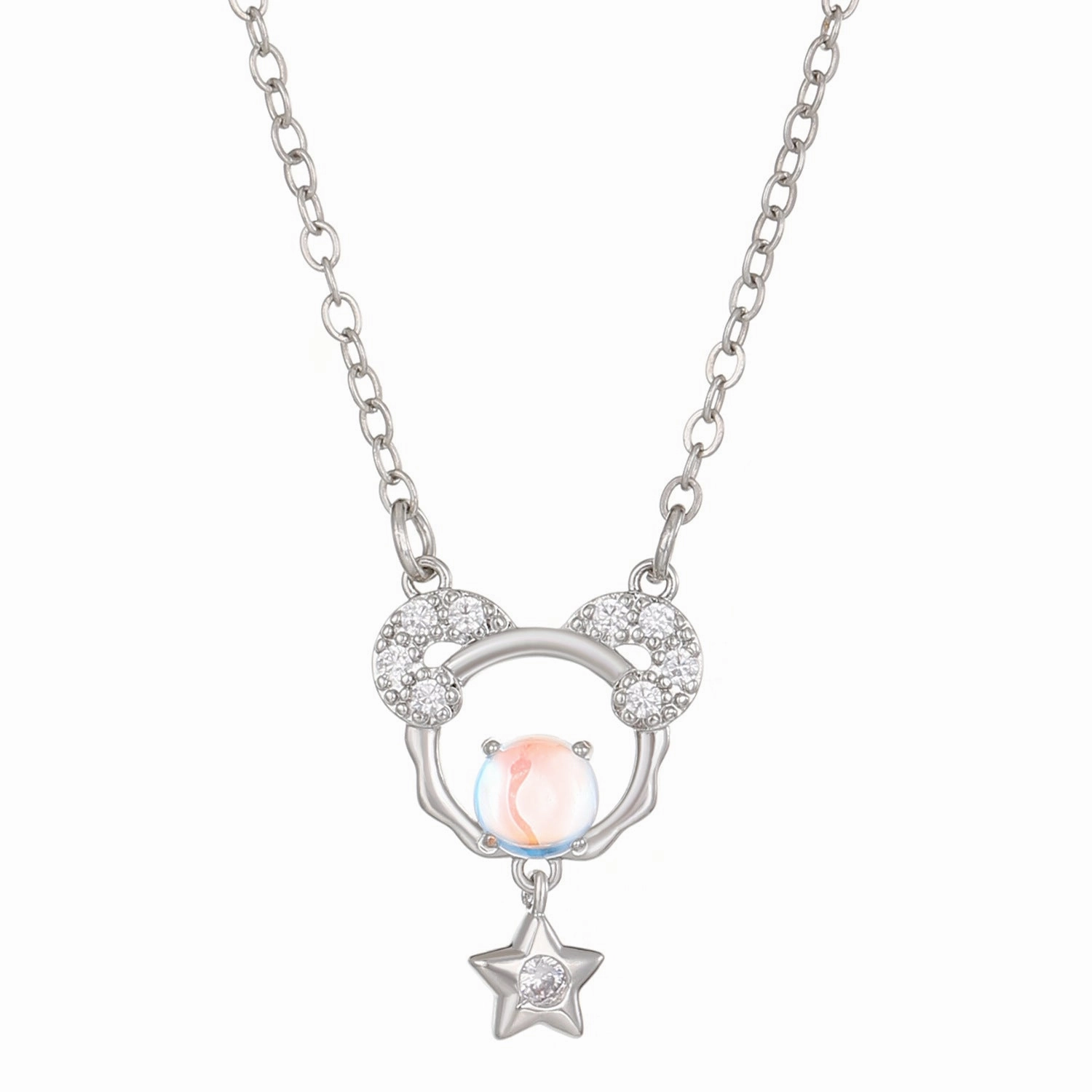 Wholesale Copper Constellation Diamond Hollow Moonstone Necklace