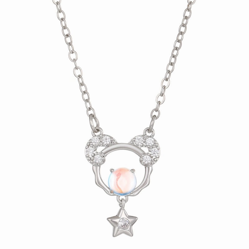 Wholesale Copper Constellation Diamond Hollow Moonstone Necklace