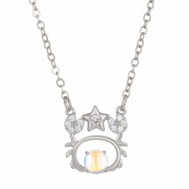 Wholesale Copper Constellation Diamond Hollow Moonstone Necklace