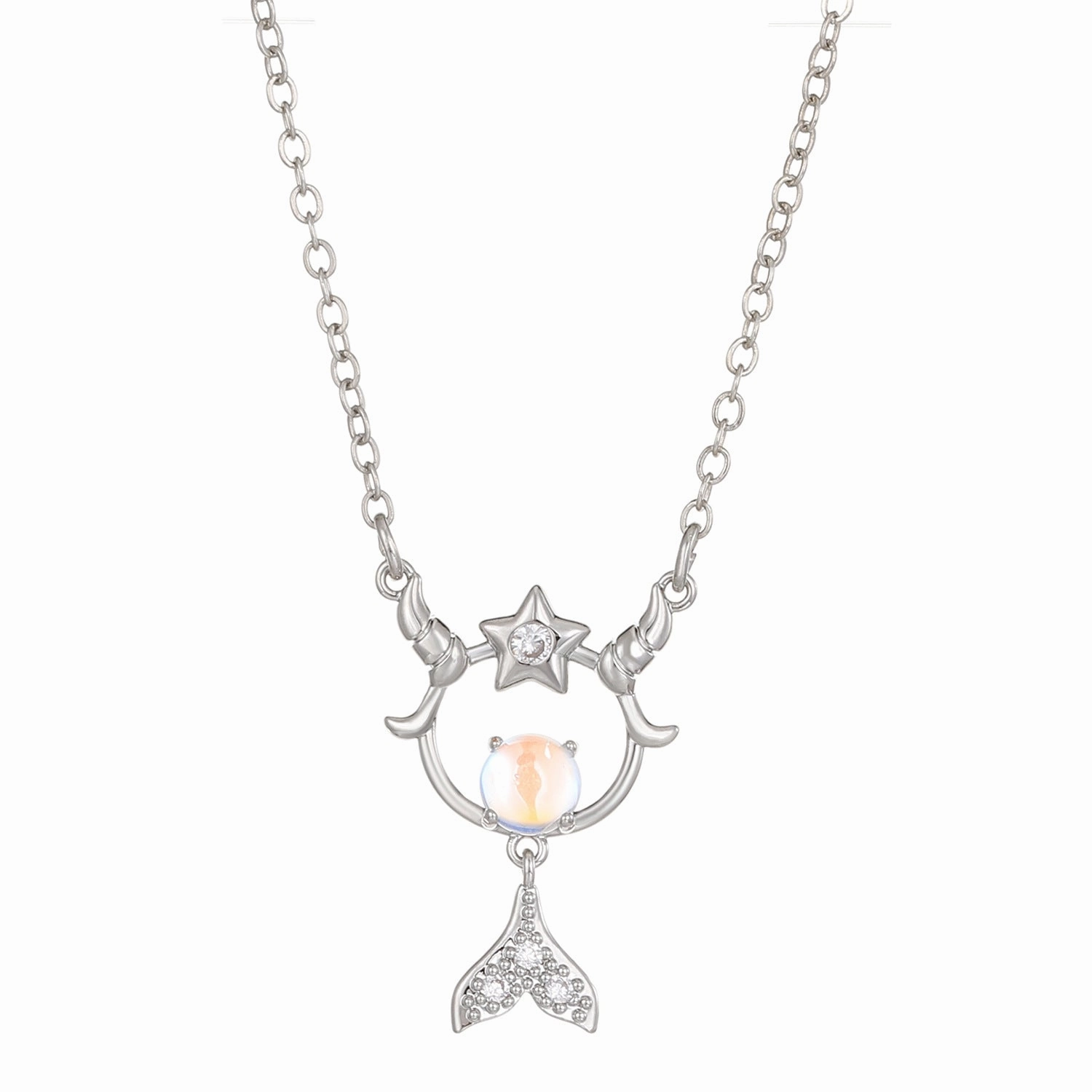Wholesale Copper Constellation Diamond Hollow Moonstone Necklace