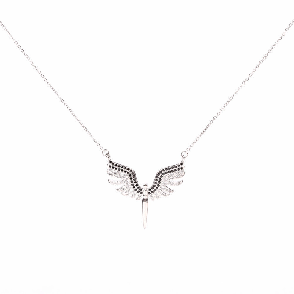 Wholesale Copper Diamond Angel Wings Pendant Creative Necklace