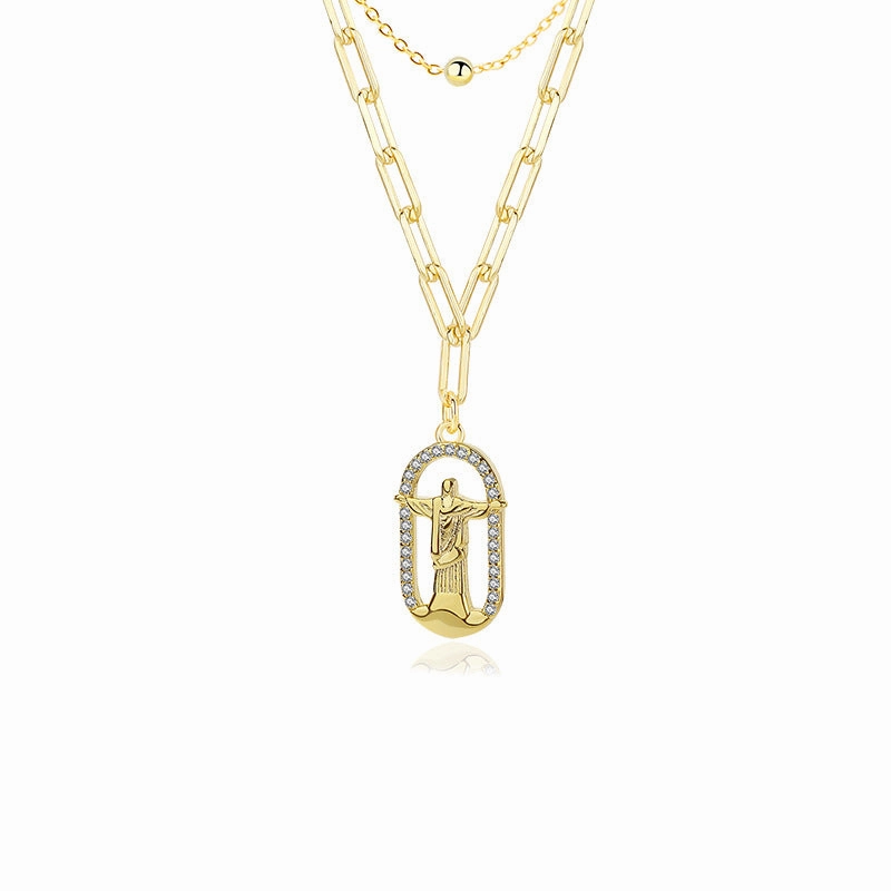 Wholesale Copper Double-layer Folded Human Necklace