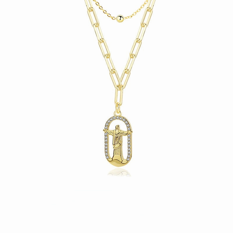 Wholesale Copper Double-layer Folded Human Necklace