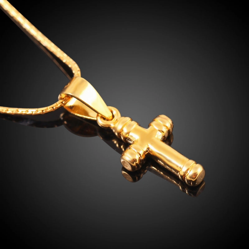Wholesale Copper Exaggerated Cross 18K Gold Plated Necklace