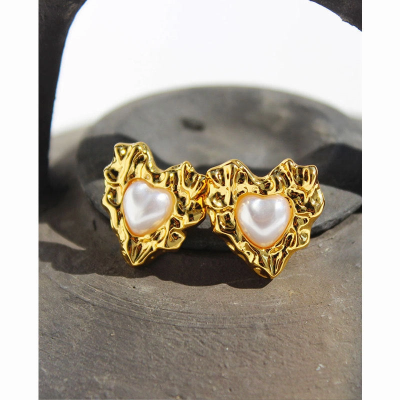 wholesale Copper Gold Heart Pearl Clavicle Necklace