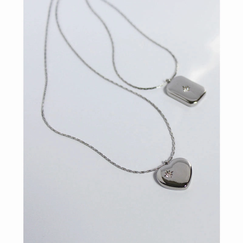 wholesale Copper Heart Pendant Micro Paved Zircon Clavicle Necklace