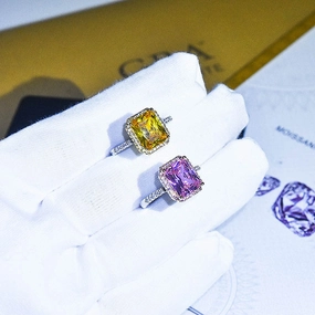 Wholesale Copper Inlaid Yellow Diamond Two-Tone Ring