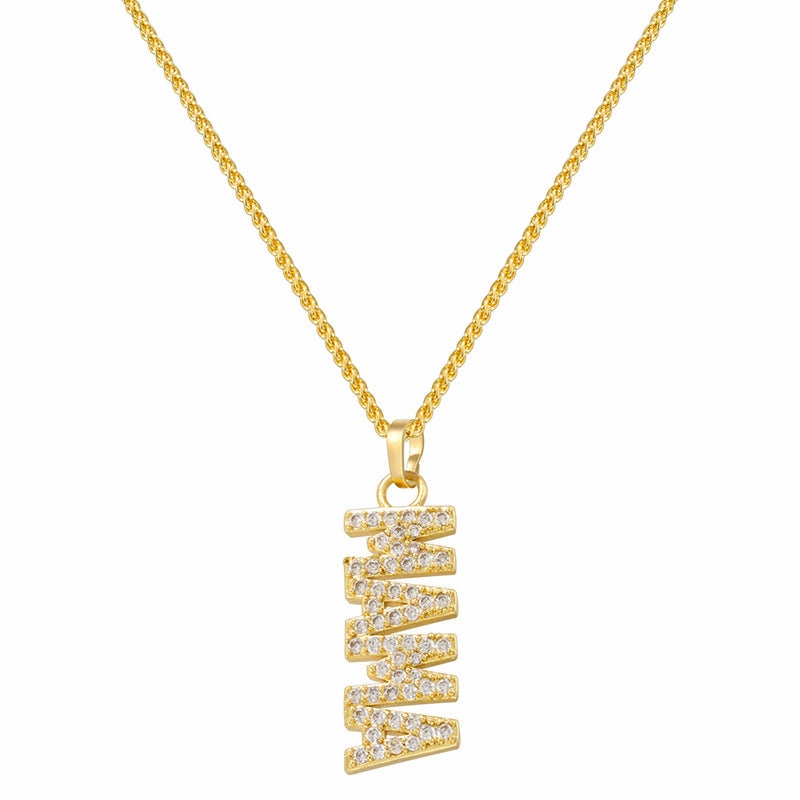 Wholesale Copper inlaid zirconium English letter MAMA necklace