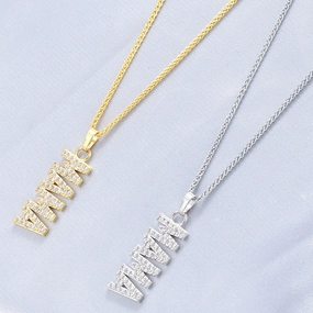 Wholesale Copper inlaid zirconium English letter MAMA necklace