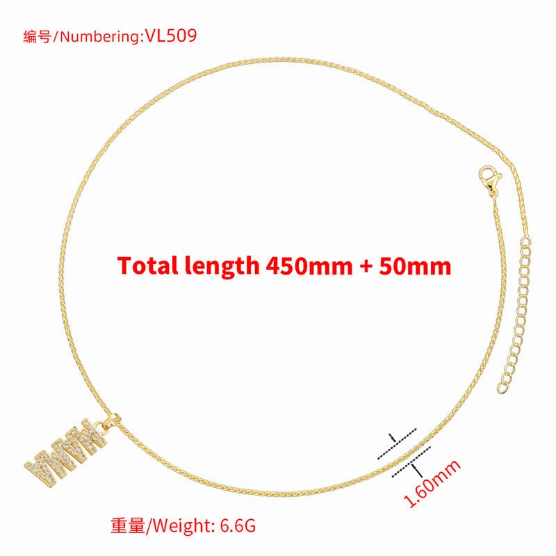 Wholesale Copper inlaid zirconium English letter MAMA necklace