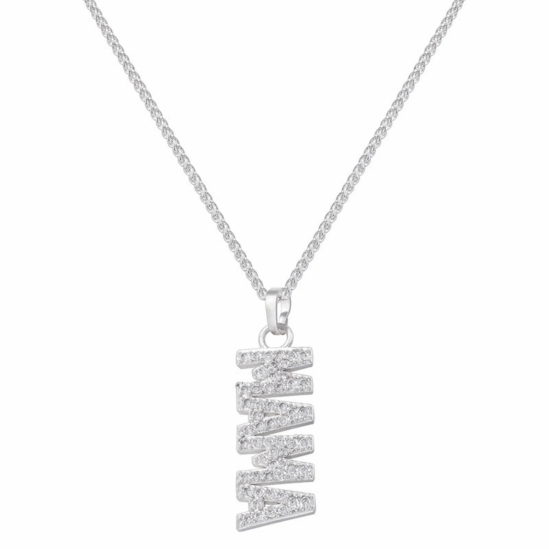 Wholesale Copper inlaid zirconium English letter MAMA necklace