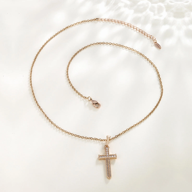 Wholesale Copper Micro Inlaid Zircon Cross Pendant, Personalized Hip-hop Character Necklaces