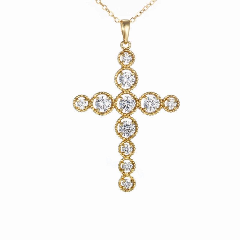 Wholesale Copper Micro Inlaid Zircon Cross Pendant, Personalized Hip-hop Character Necklaces