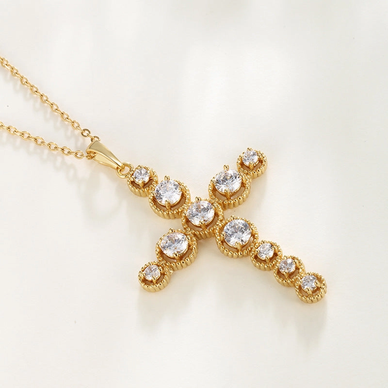 Wholesale Copper Micro Inlaid Zircon Cross Pendant, Personalized Hip-hop Character Necklaces