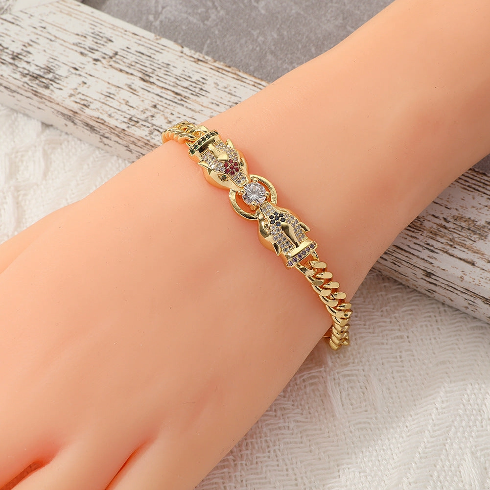 Wholesale Copper Micropaved Zirconia Leopard Bracelet
