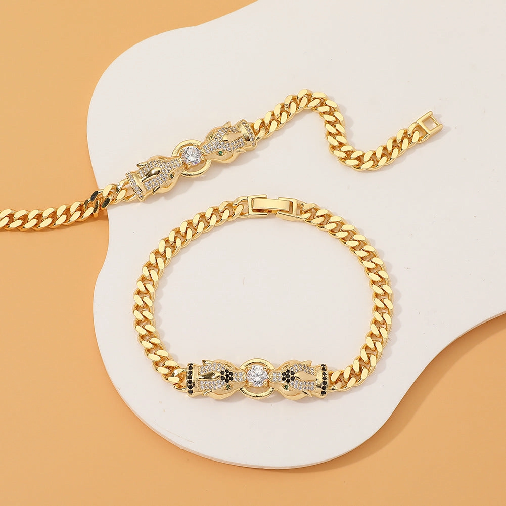 Wholesale Copper Micropaved Zirconia Leopard Bracelet