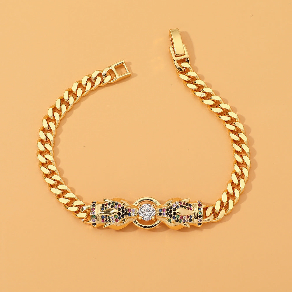 Wholesale Copper Micropaved Zirconia Leopard Bracelet
