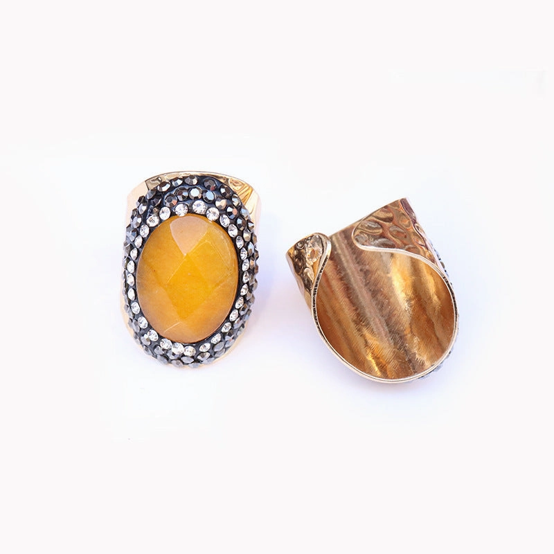 Wholesale Copper Natural Agate Stone Ring