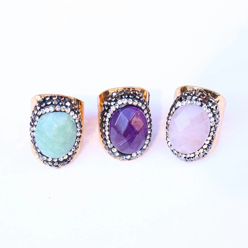 Wholesale Copper Natural Agate Stone Ring