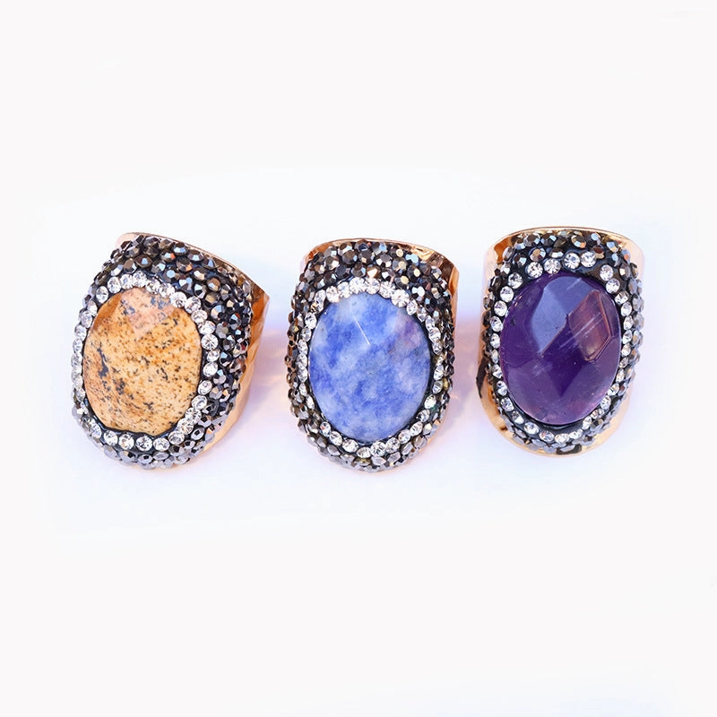 Wholesale Copper Natural Agate Stone Ring