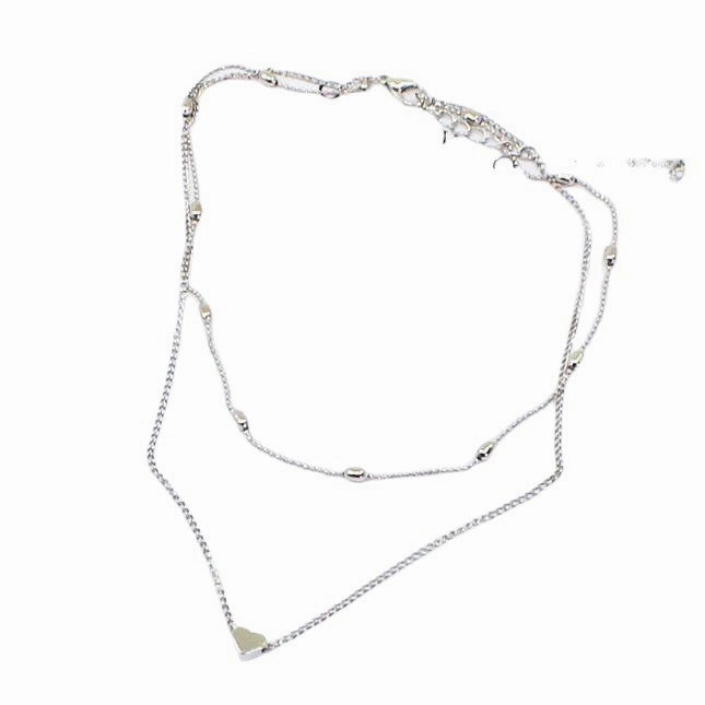 Wholesale Copper Peach Heart Multi-layer Clavicle Chain Necklace