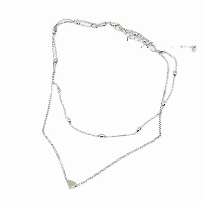 Wholesale Copper Peach Heart Multi-layer Clavicle Chain Necklace