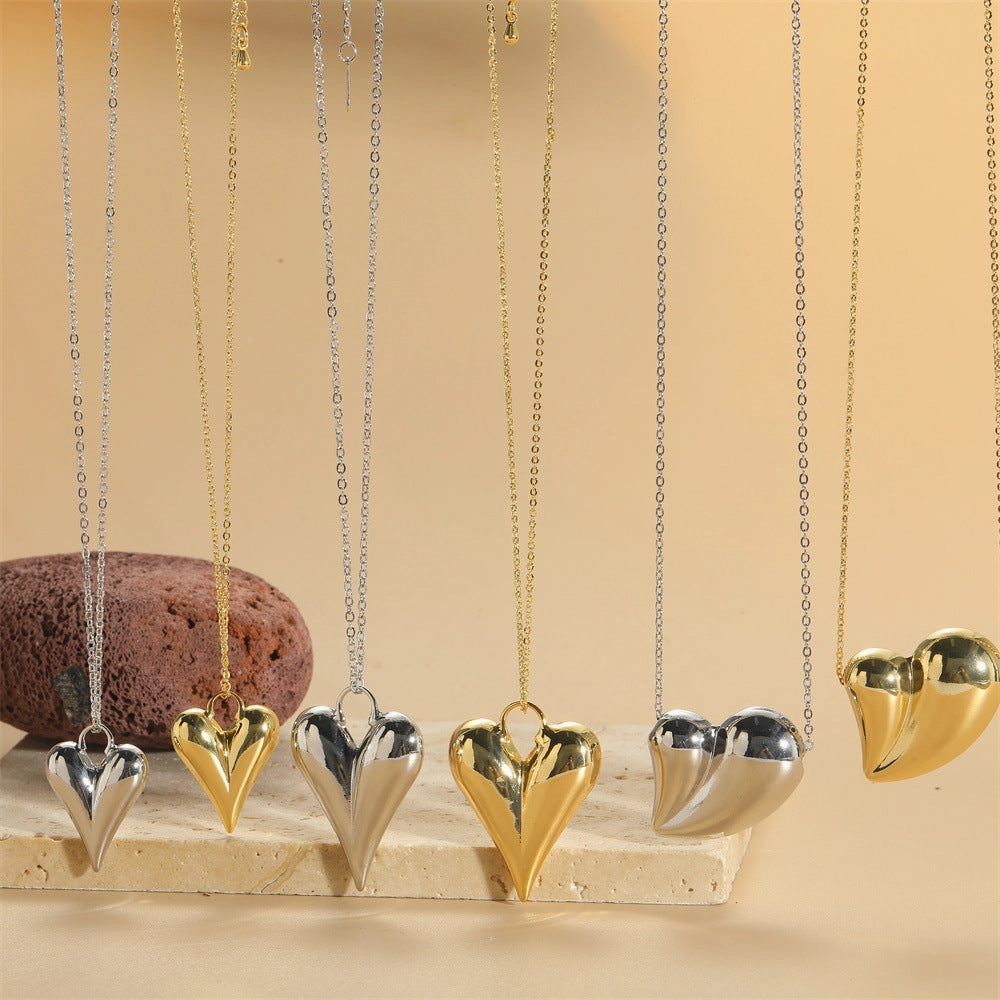Wholesale Copper Plated 14K Gold Heart Shaped Pendant Clavicle Chain