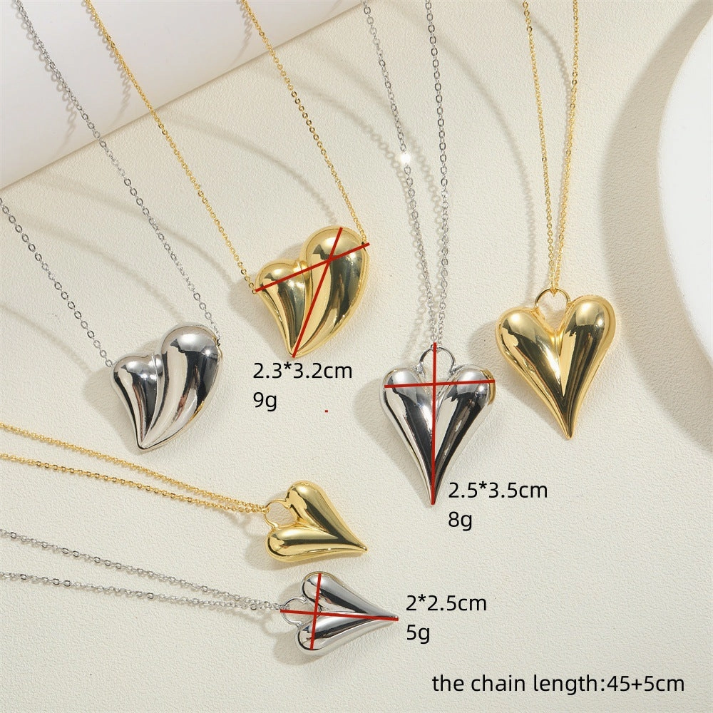 Wholesale Copper Plated 14K Gold Heart Shaped Pendant Clavicle Chain