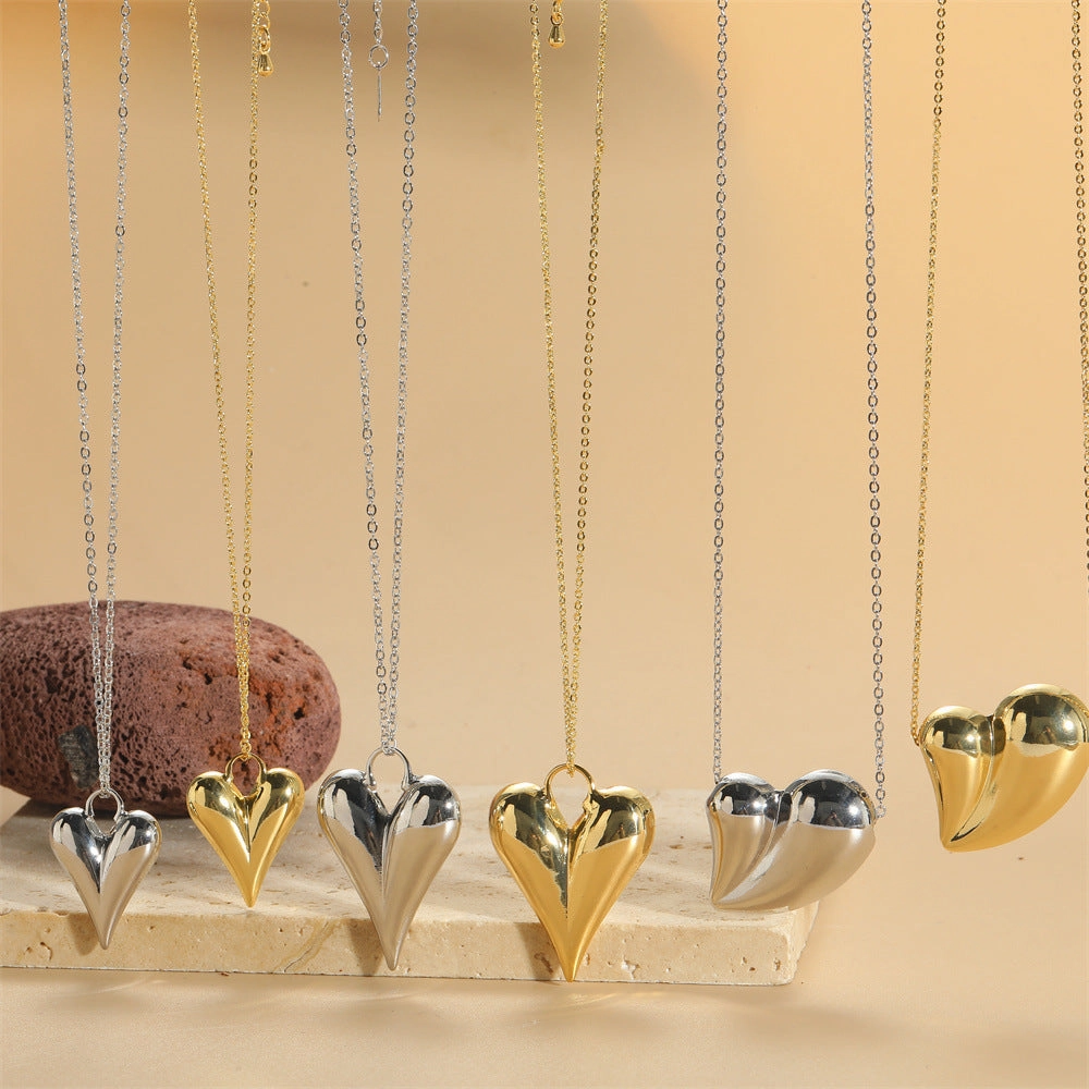Wholesale Copper Plated 14K Gold Heart Shaped Pendant Clavicle Chain