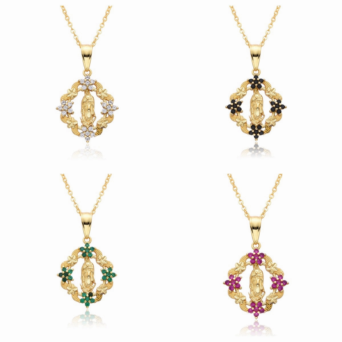 Wholesale Copper Plated 18K Gold Flower Necklace