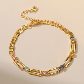 Wholesale Copper Plated 18K Real Gold Creative Hollow Zircon Bracelet