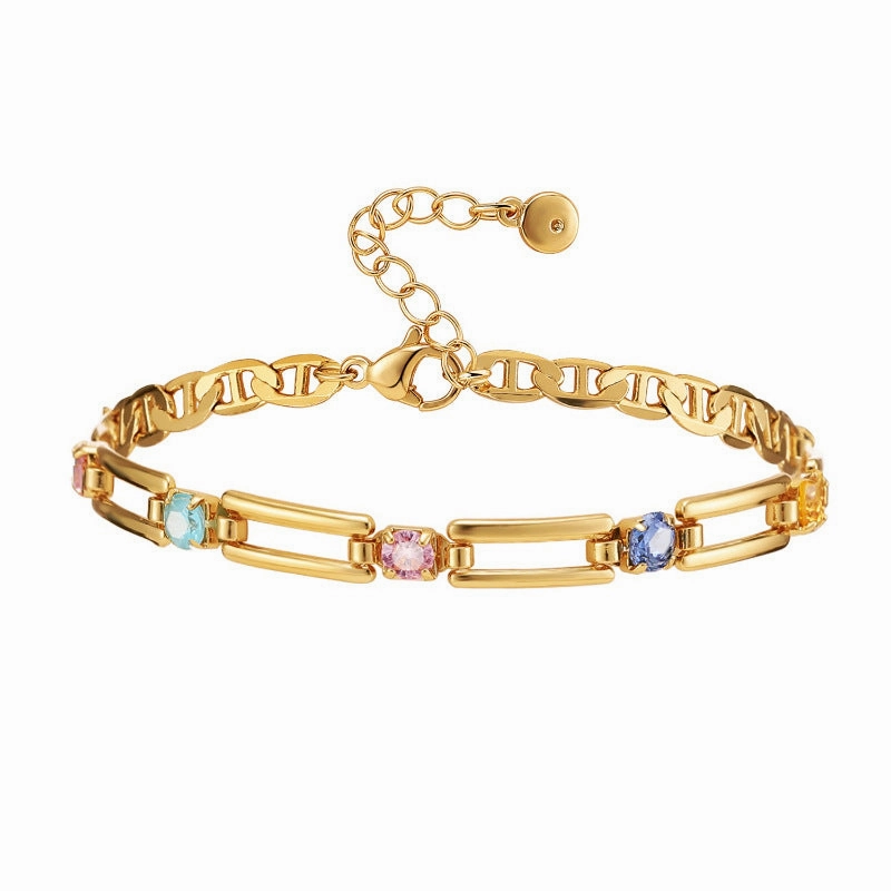 Wholesale Copper Plated 18K Real Gold Creative Hollow Zircon Bracelet