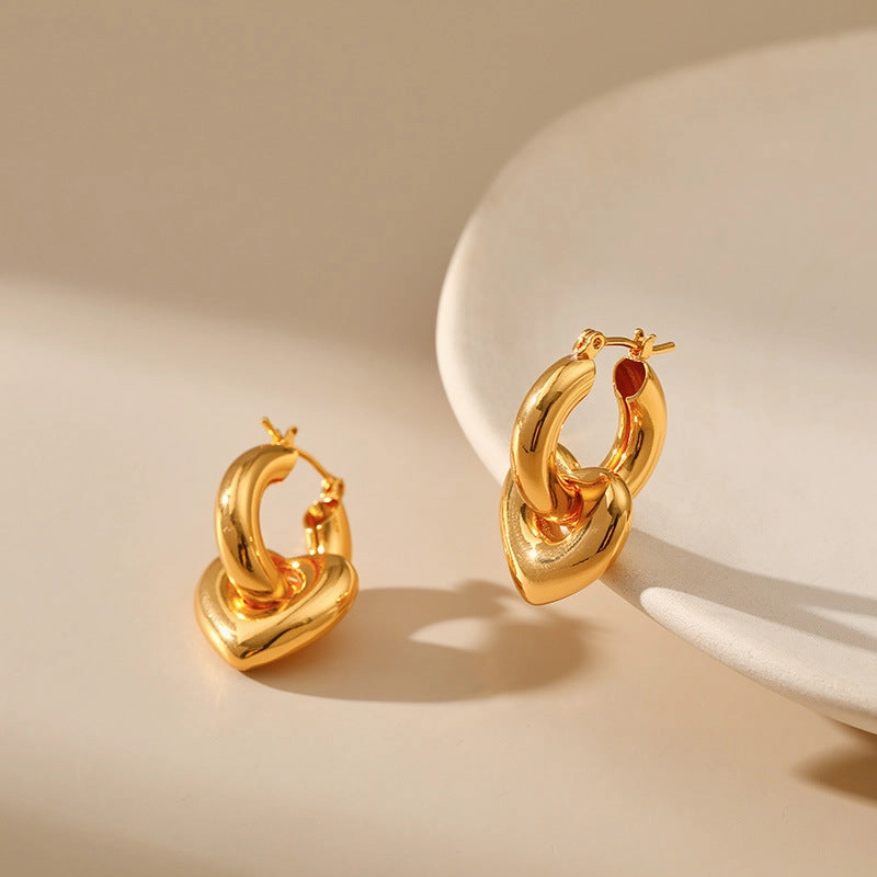 Wholesale Copper Plated 18K Real Gold Hollow Love Earrings