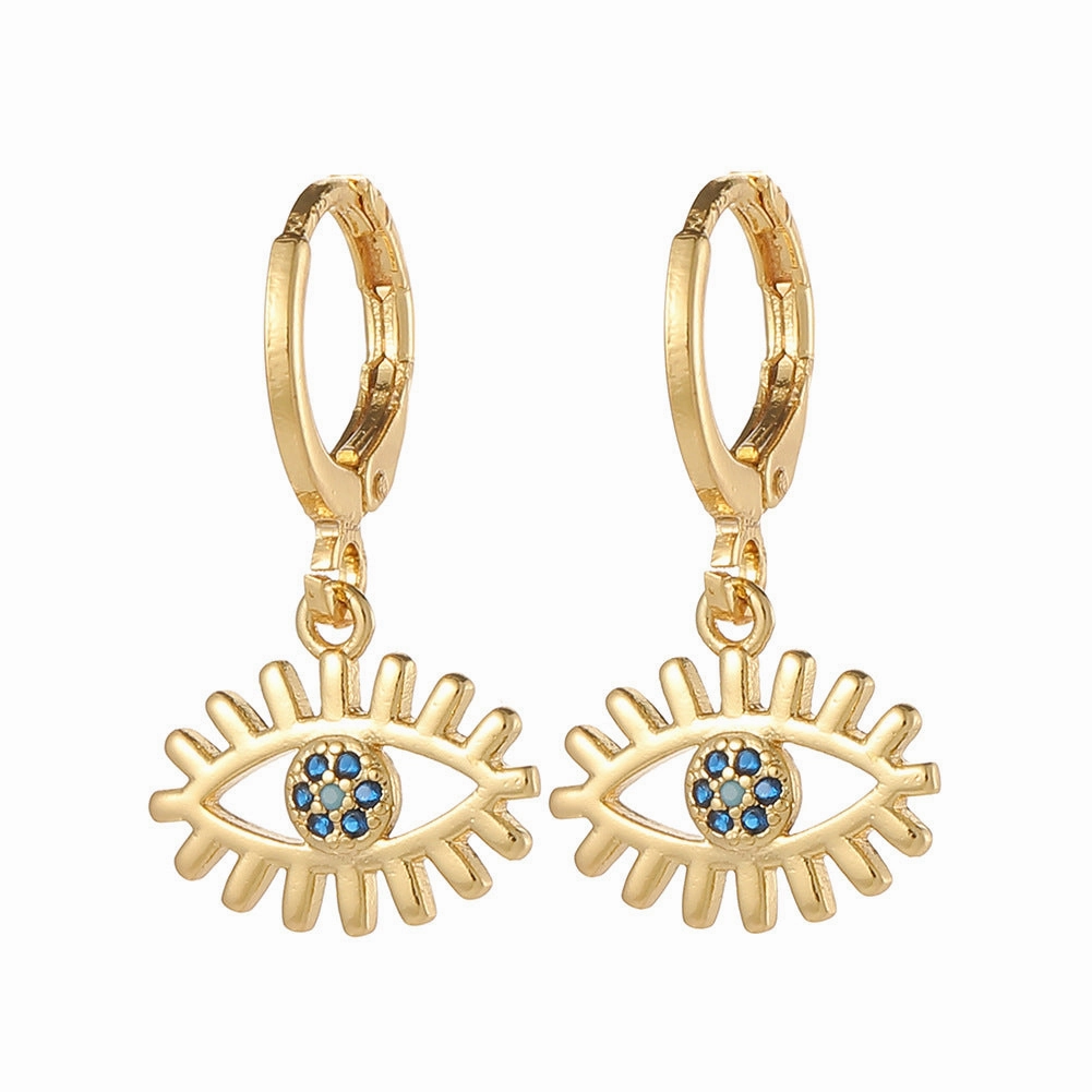 Wholesale Copper Plated Real Gold Devil Eyes Earrings