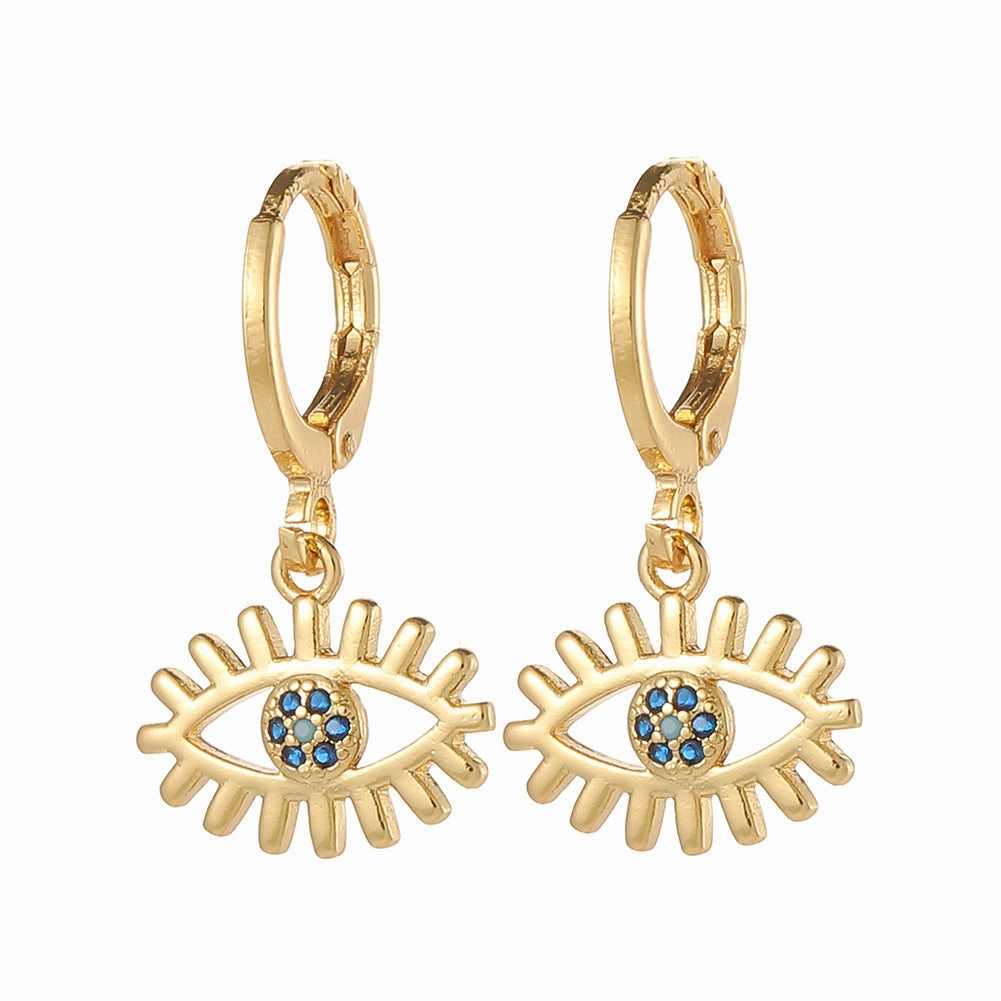 Wholesale Copper Plated Real Gold Devil Eyes Earrings