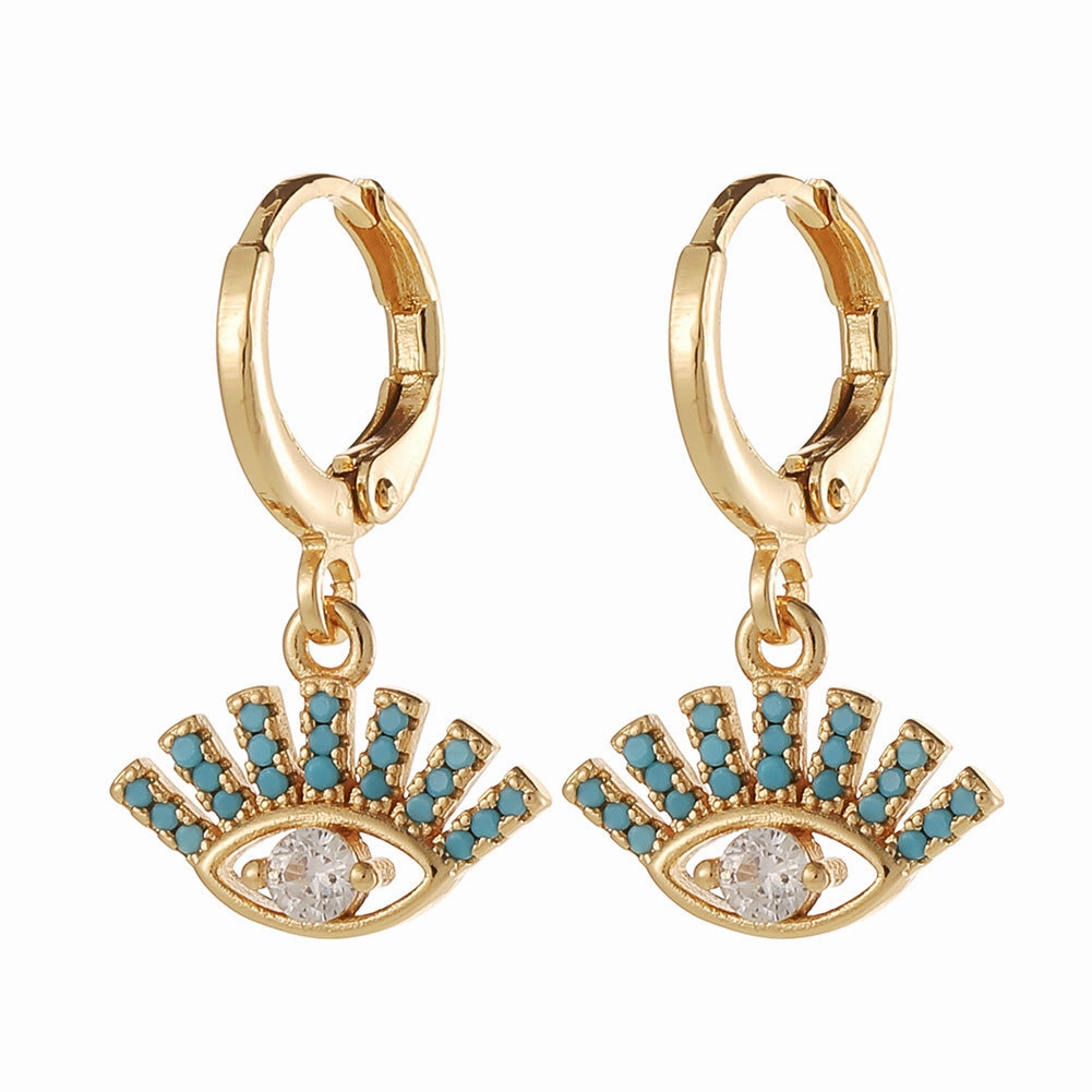 Wholesale Copper Plated Real Gold Devil Eyes Earrings