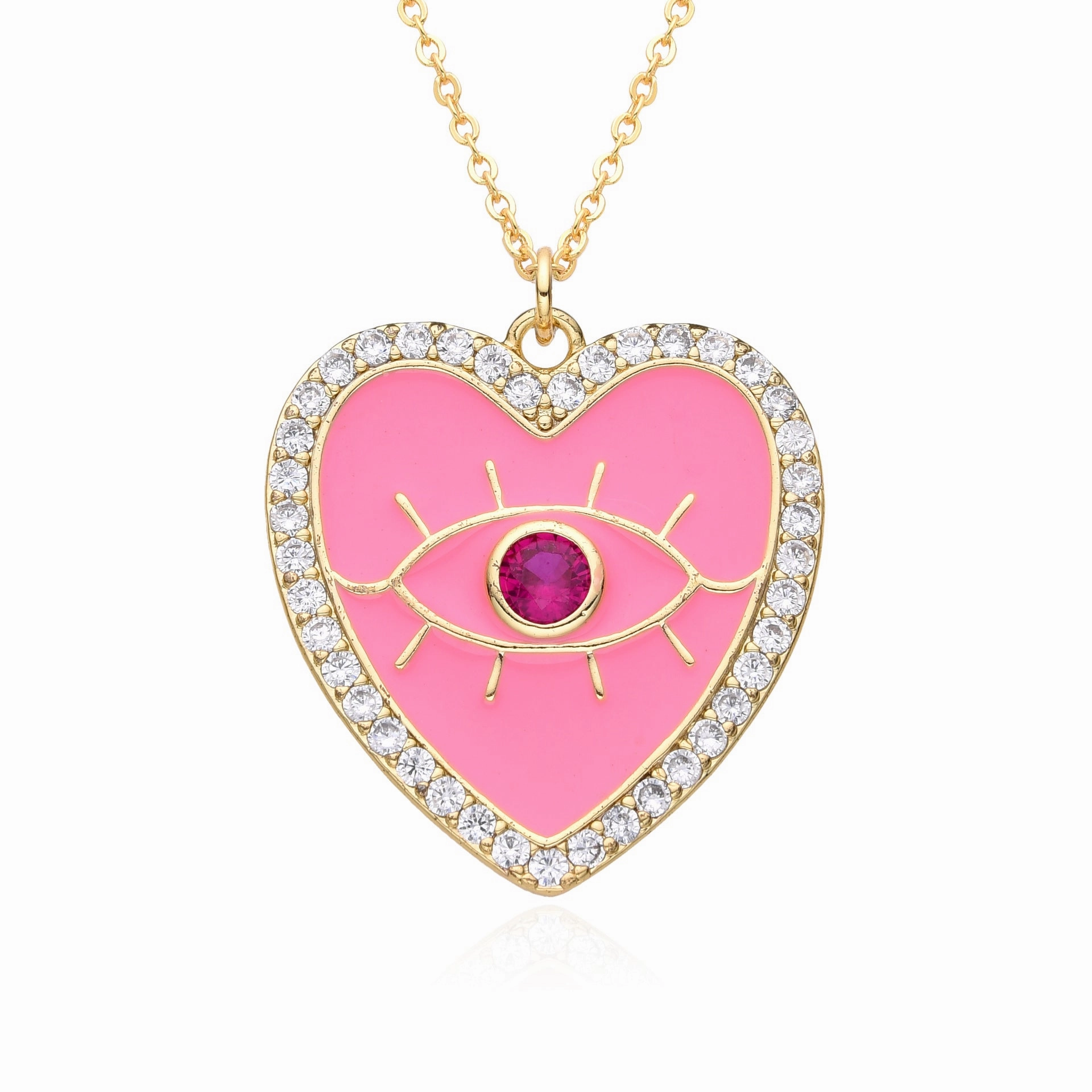 Wholesale Copper Plated Real Gold Dripping Love Eyes Geometric Necklace