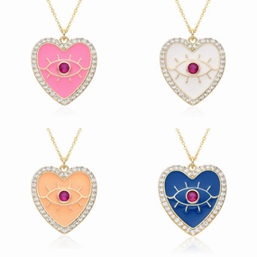 Wholesale Copper Plated Real Gold Dripping Love Eyes Geometric Necklace